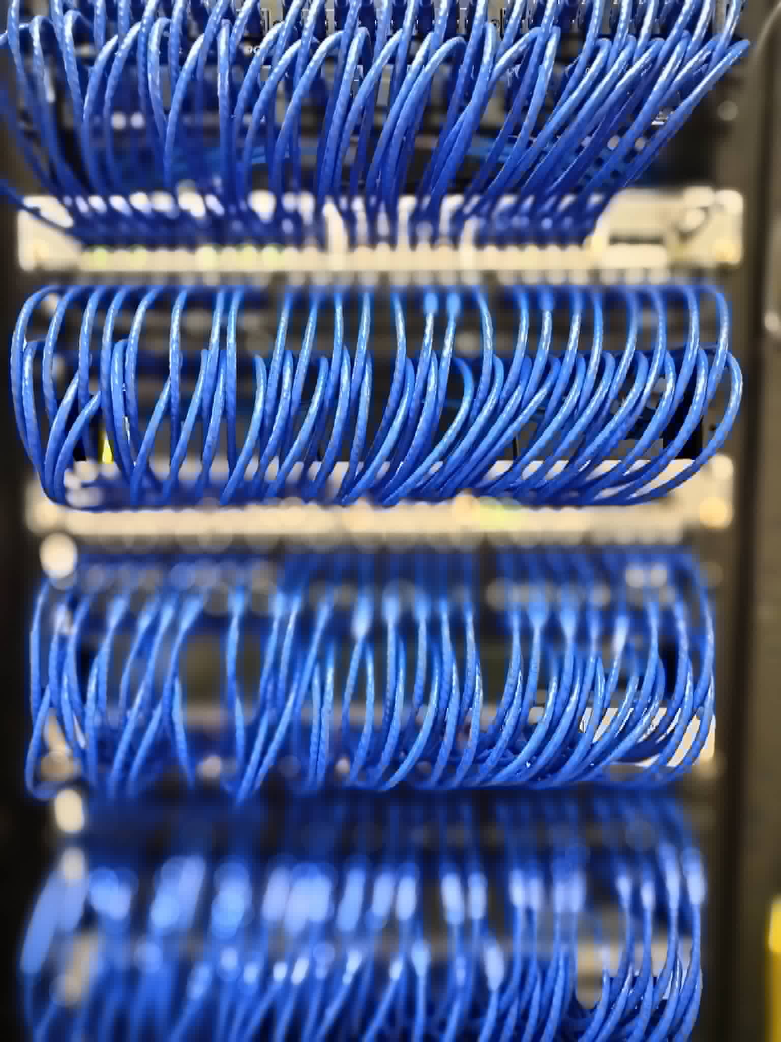 Organized ethernet patch cables in server rack